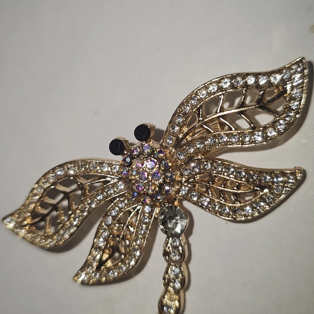 ⚡Stunning Vintage-Style Rhinestone Dragonfly Brooch Collection - Multi-Color Lot